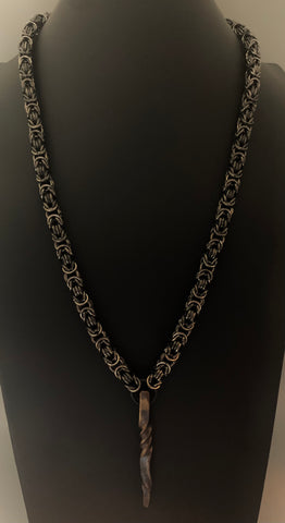 Iron spike chainmail necklace
