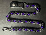 Chainmail wallet chain, bookmark, and earrings.