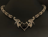 Black heart chainmail necklace