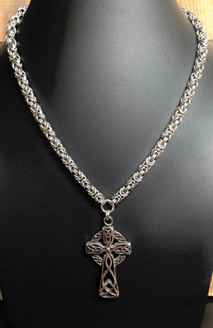 Celtic Cross chainmail necklace