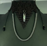 Black lace and chain choker