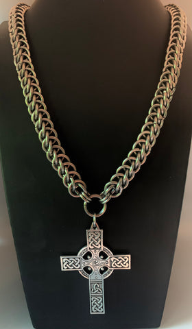Celtic Cross chainmail necklace