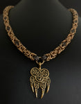 Celtic wolf paw chainmail necklace