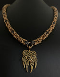 Celtic wolf paw chainmail necklace