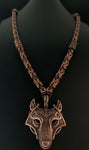 Celtic wolf chainmail necklace with runes