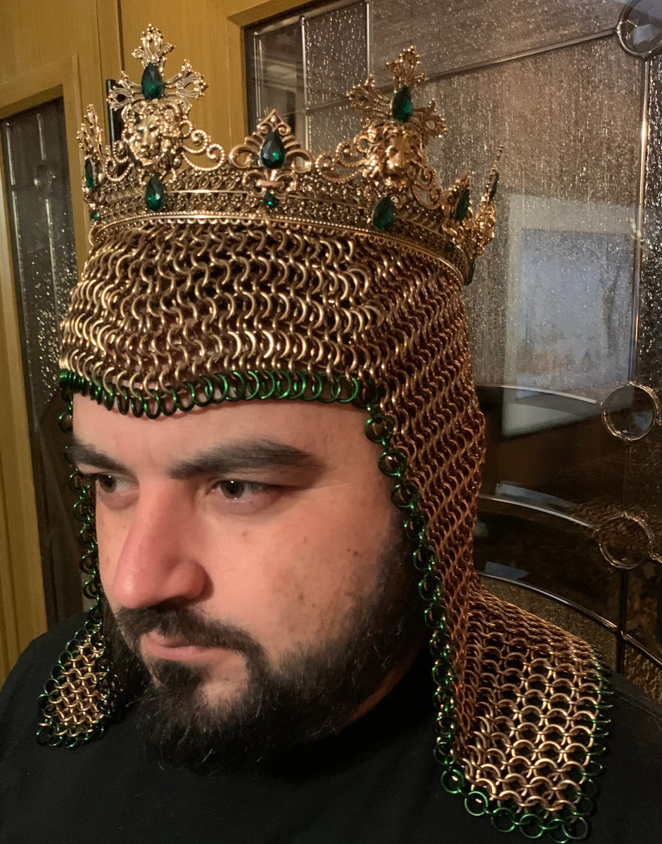 Chainmail hood with attached crown. – Dark Hammer Chainmail