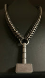 Damascus Mjolnir hammer chainmail necklace