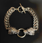 Stainless steel chainmail wolf head bracelet