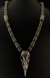 Steel raven skull necklace