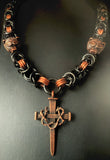 Chainmail necklace with copper cross