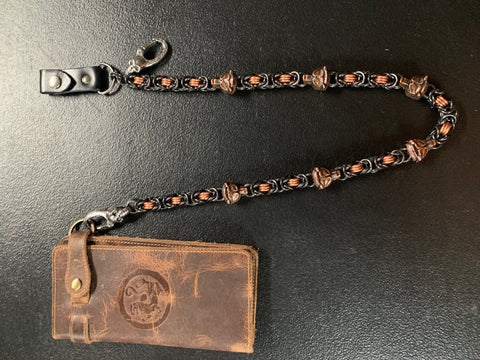 Copper bear head wallet chain