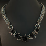 Black rose chainmail necklace