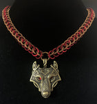 Celtic wolf flat chain  necklace