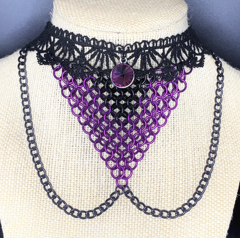 Lace and chain choker necklace