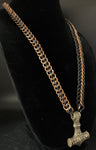 Bronze Mjolnir chainmail necklace
