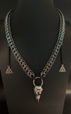 Celtic Raven skull chainmail necklace