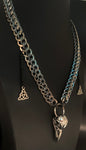 Celtic Raven skull chainmail necklace