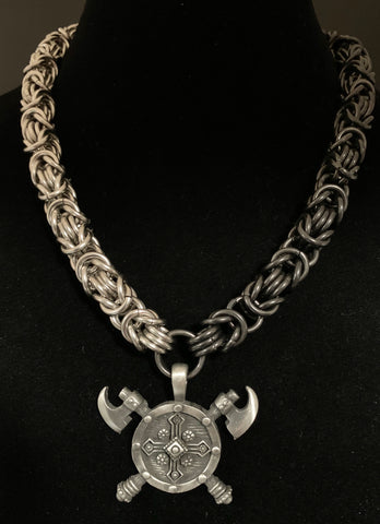 Heavy Viking shield necklace.