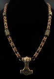 Brass chainmail necklace with Mjolnir
