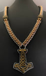 Chainmail necklace with 2-tone Mjolnir