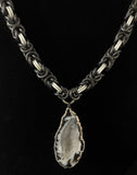 Chainmail necklace with geode pendant