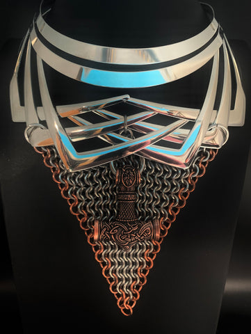 Metal and chainmail choker necklace