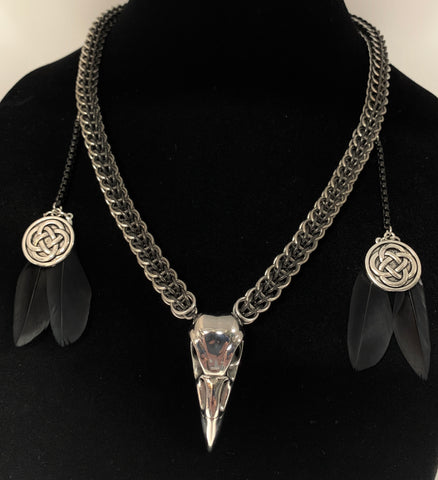 Celtic raven skull necklace