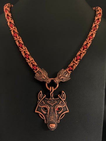 Celtic wolf chainmail necklace