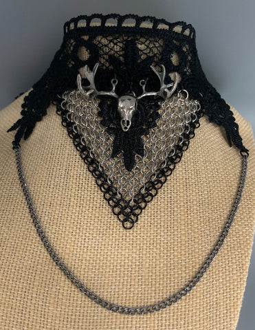Black lace and chainmail choker