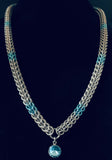 Chainmail fashion necklace with crystal pendant