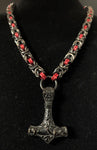 Chainmail necklace with Mjolnir pendant