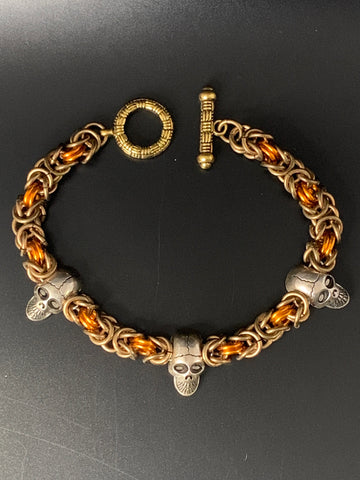 Chainmail skull bracelet